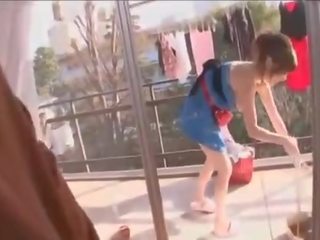 20 years old alluring Japanese Housewife POV dirty clip at home