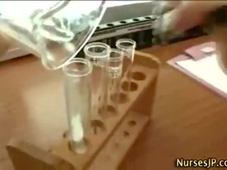 Naughty oriental nurse gets swell semen shot